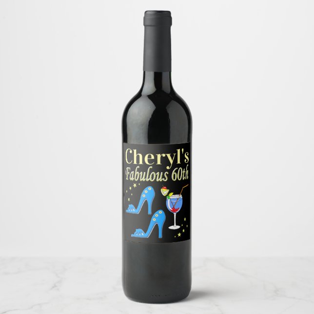 PERSONALIZED 60TH BIRTHDAY PARTY GIRL WINE LABEL (Front)