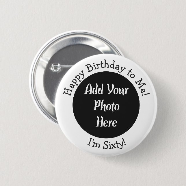 Personalized 60th Birthday Photo Template Button (Front & Back)
