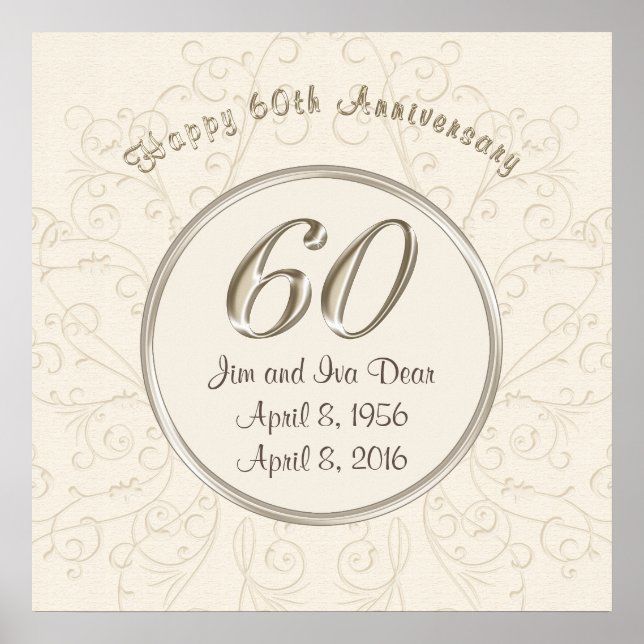Personalized 60th Wedding Anniversary Posters (Front)