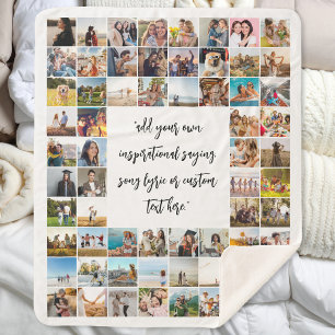 Personalized 64 Photo Collage Custom Quote Sherpa Blanket