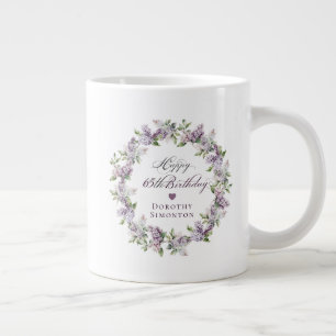 Personalized 65th Birthday Gift Purple Lilac Large Coffee Mug