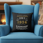 Personalized 70th Birthday Born 1956 Legend Black Cushion<br><div class="desc">A personalized classic throw pillow design for that birthday celebration for somebody born in 1956 and turning 70. Add the name to this vintage retro style black, white and gold design for a custom birthday gift. Easily edit the name and year with the template provided. A wonderful custom black birthday...</div>