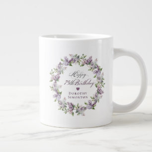 Personalized 75th Birthday Gift Purple Lilac Large Coffee Mug