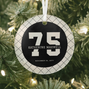 Personalized 75th Birthday Modern and Elegant   Glass Tree Decoration