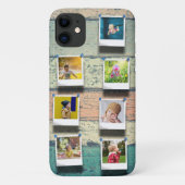 Personalized 7 Photo Collage Vintage Wood Planks Case-Mate iPhone Case (Back)