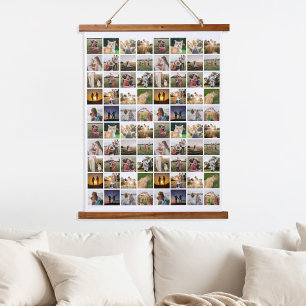 Personalized 80 Photo Collage Hanging Tapestry