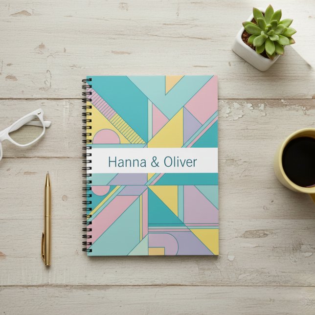 Personalized 80s Memphis Style Geometric Notebook  (Creator Uploaded)