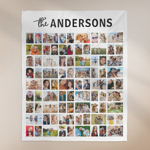 Personalized 81 Photo Collage White Fleece Blanket