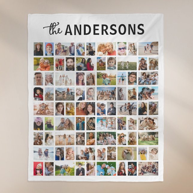 Personalized 81 Photo Collage White Fleece Blanket (Creator Uploaded)