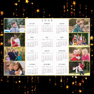 Personalized 8 Family Photo Collage 2026 Calendar Poster