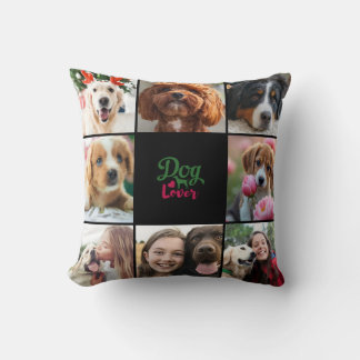 Personalized 8 Photo Collage Dog Pet Lover Gift Cushion