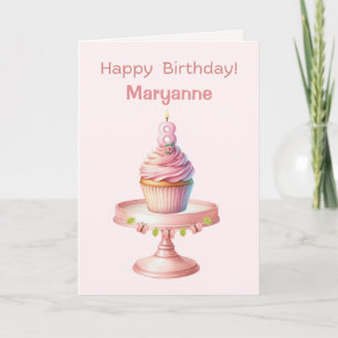 Personalized 8th Birthday Cupcake Card