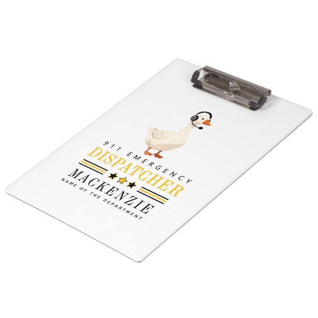 Personalized 911 Dispatcher Goose With Headset Clipboard (Angled)