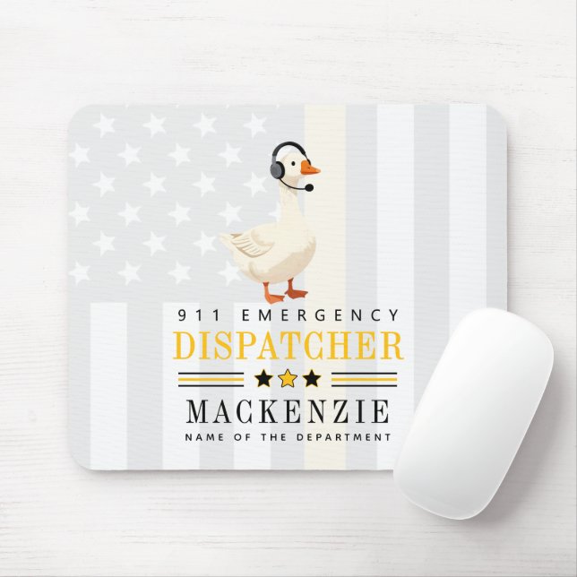 Personalized 911 Dispatcher Goose With Headset Mouse Mat (With Mouse)