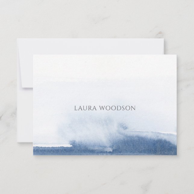 Personalized Abstract Blue Watercolor  Card (Front)
