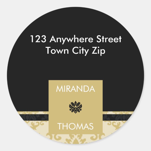 PERSONALIZED ADDRESS LABEL :: damask colours 3B (Front)