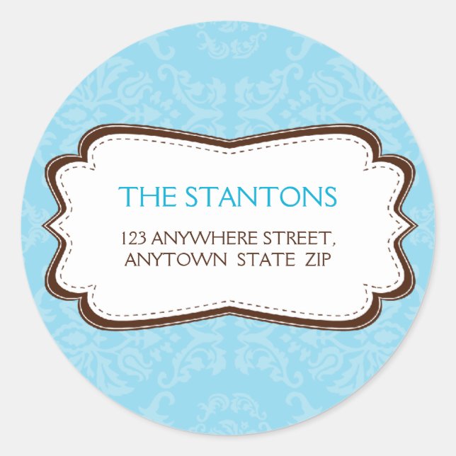 PERSONALIZED ADDRESS LABEL :: divinely damask 4B (Front)