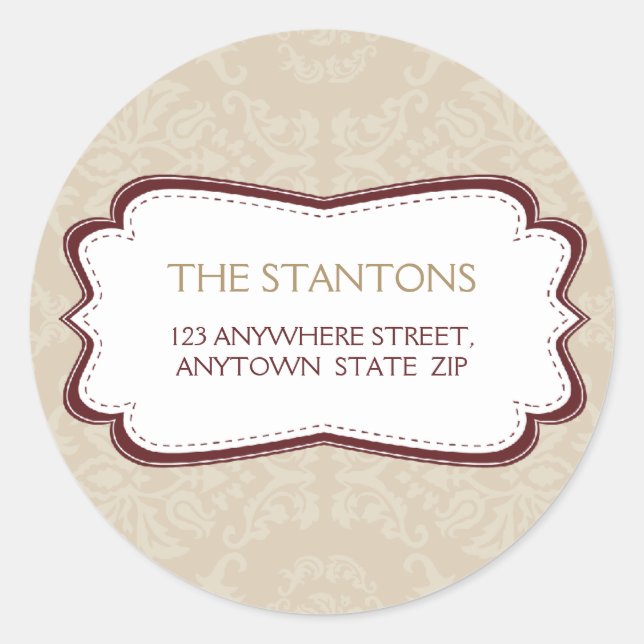 PERSONALIZED ADDRESS LABEL :: divinely damask 5B (Front)