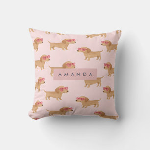 Personalized Adorable Dachshund Dog Cushion