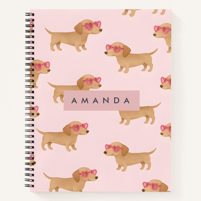 Personalized Adorable Dachshund Dog Notebook (Front)