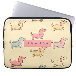 Personalized Adorable Dachshund Dog Pattern Laptop Sleeve
