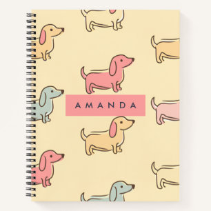 Personalized Adorable Dachshund Dog Pattern Notebook