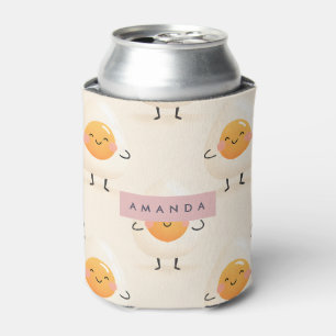 Personalized Adorable Kawaii Smiling Egg Can Cooler