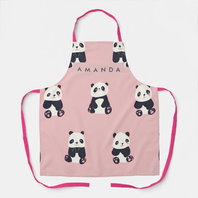 Personalized Adorable Panda Pattern Apron (Front)