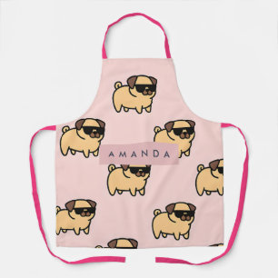 Personalized Adorable Sunglasses Pug Pattern Apron
