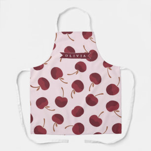 Personalized Aesthetic Cherry Pattern Name Gift Apron