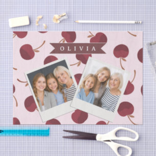 Personalized Aesthetic Cherry Pattern Name Gift Tissue Paper