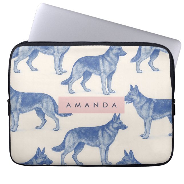 Personalized Aesthetic German Shepherd Pattern Laptop Sleeve (Front)