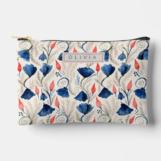 Personalized Aesthetic Patriotic Wildflowers Accessory Pouch (Front)