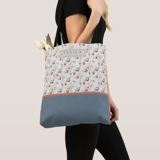 Personalized Aesthetic Patriotic Wildflowers Tote Bag (Close Up)