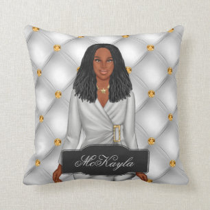 Personalized African-American Fashion Woman Cushion