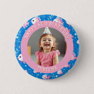 Personalized Age, Name and Photo Birthday  6 Cm Round Badge