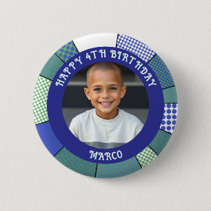 Personalized Age, Name and Photo Birthday  6 Cm Round Badge