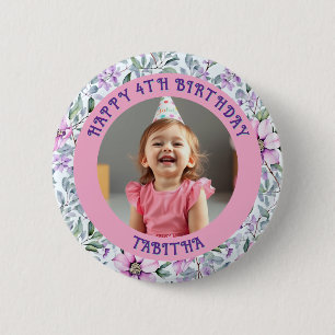 Personalized Age, Name and Photo Birthday  6 Cm Round Badge
