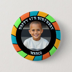 Personalized Age, Name and Photo Birthday 6 Cm Round Badge