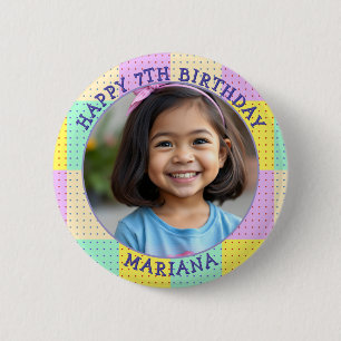 Personalized Age, Name and Photo Birthday  6 Cm Round Badge