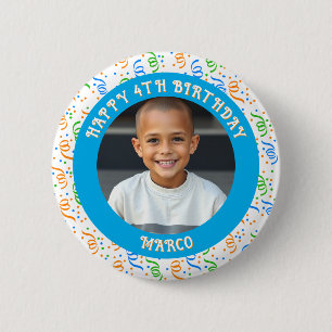 Personalized Age, Name and Photo Birthday  Button