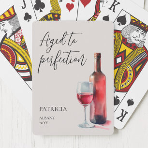 Personalized Aged to Perfection Red Wine Birthday Playing Cards