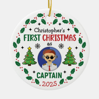 Personalized Airline Captain Custom Name Christmas Ceramic Tree Decoration