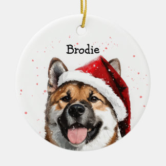 Personalized Akita Christmas Ceramic Tree Decoration