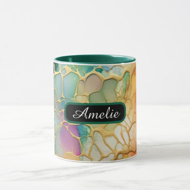 Personalized Alcohol Ink Style Mug with Name, gift (Center)