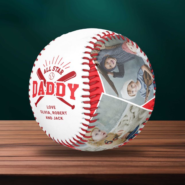 Personalized “All Star Daddy” Red Baseball (Creator Uploaded)