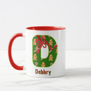 Personalized Alphabet 'D' Christmas  Mug