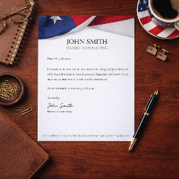 Personalized American Flag Company Name Business  Custom Letterhead