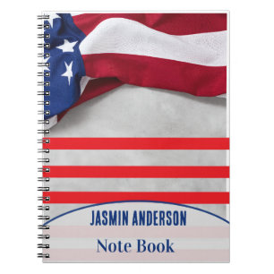Personalized American Flag Patriotic USA  Notebook