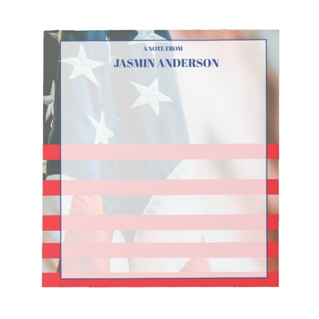 Personalized American Flag Patriotic USA  Notepad (Front)